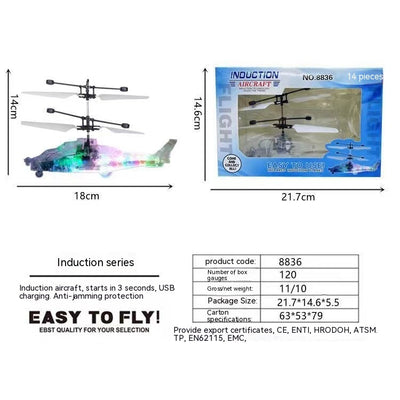 Induction Luminous Transparent Gesture Suspension Helicopter